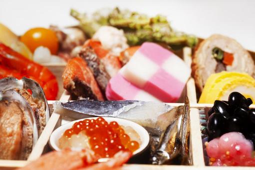 おせちのお重詰めのクローズアップ10 正月,記念日,調理後の写真素材
