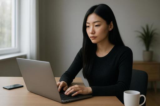リモートワーク女性 明るいホームオフィス リモートワーク女性 明るいホームオフィスの写真