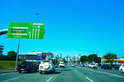 ブリスベン市街の大通り ブリスベン,市外,市街の写真素材