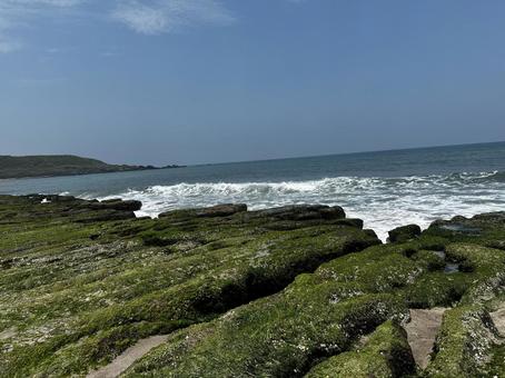 台湾老梅緑石槽の海岸風景 老梅緑石槽,台湾,景観の写真素材