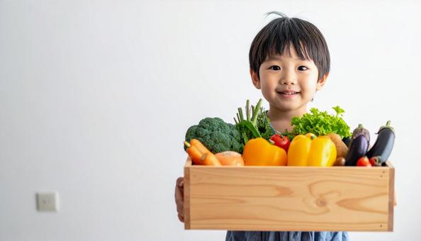 野菜と子供 野菜と子供の写真