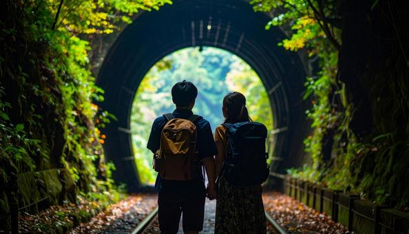 トンネルを抜けてふたりで未来へ歩いていく トンネルを抜けてふたりで未来へ歩いていくの写真