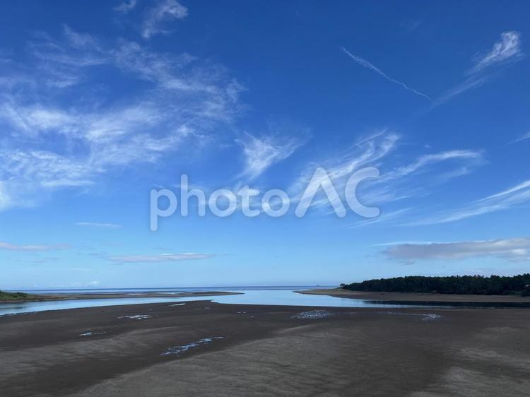 夏の空と海１ 海,夏,空の写真素材