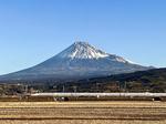 東海道新幹線と富士山 富士山,新幹線,田んぼの写真素材
