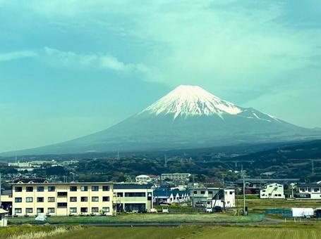 Mount Fuji as seen from inside the Shinkansen, JPG