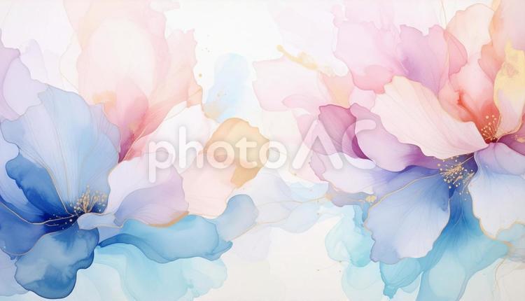 淡いパステルカラーの水彩風フラワーアート 花,水彩,抽象の写真素材