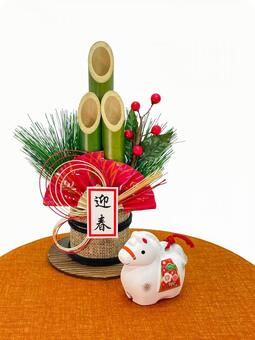 年賀状素材・干支・午年・門松 年賀状,年賀状素材,干支の写真素材