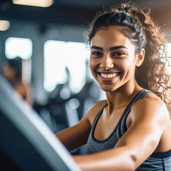 笑顔で運動の写真