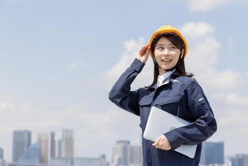 Young woman in work clothes, JPG