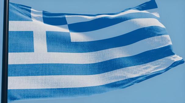 ギリシア国旗・風になびく ギリシア国旗・風になびく ギリシア,国旗,旗の写真素材