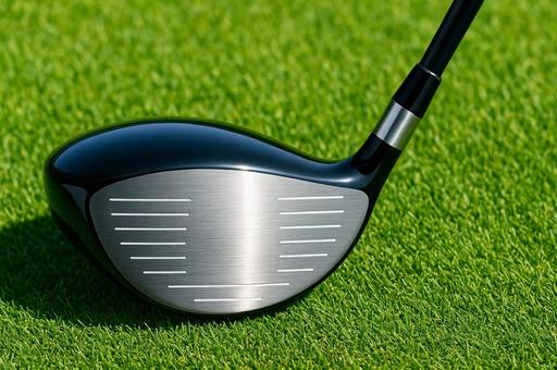 ゴルフクラブ ドライバーと芝生・趣味の写真