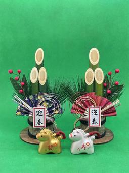 年賀状素材・干支・午年・門松 年賀状,年賀状素材,干支の写真素材