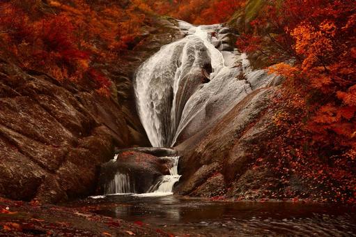 秋田県桃洞の滝 秋の紅葉 秋田県桃洞の滝 秋の紅葉 東北,秋田,桃洞の滝の写真素材