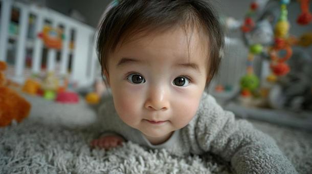 子供部屋でハイハイする赤ちゃん 03の写真