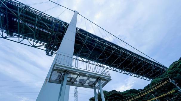 関門橋の橋裏アート 関門橋,関門海峡,吊橋の写真素材