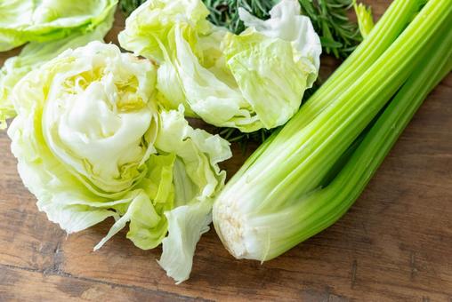 セロリとレタスのアップ セロリ,アップ,レタスの写真素材