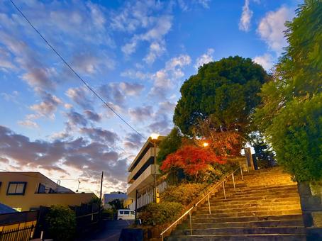 マジックアワーの空模様と風景 青空,空,空背景の写真素材
