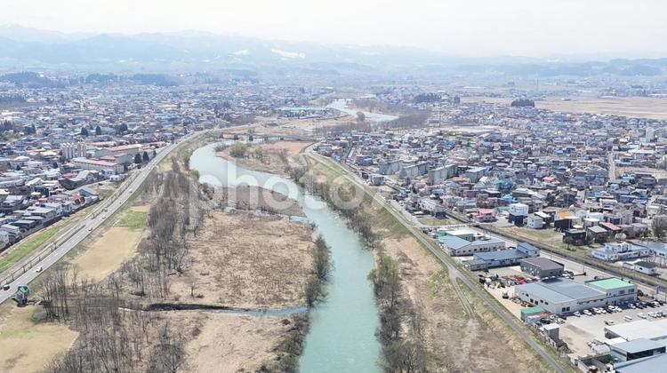 岩木川河川敷より③ 岩木川,弘前市,川の写真素材