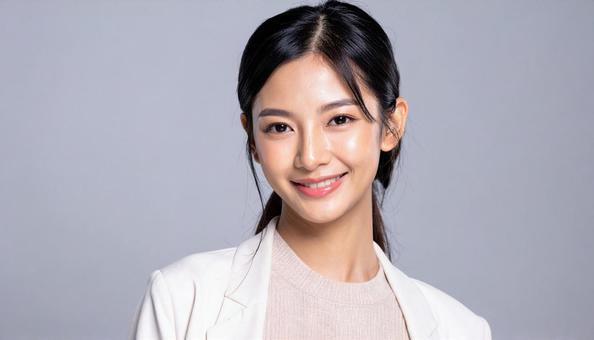 カットモデル笑顔の女性 カットモデル笑顔の女性の写真