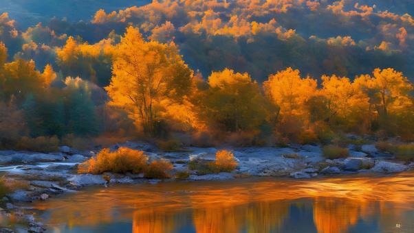 beautiful autumn sunrise, JPG beautiful autumn sunrise, autumn, chuan, nostalgic, JPG
