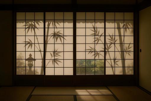 障子に映る竹の影の写真