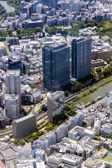 飯田橋駅西口付近を空撮 飯田橋駅西口付近を空撮の写真
