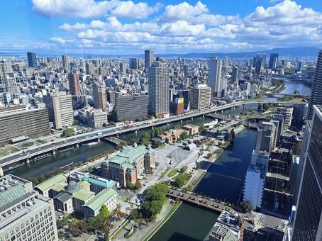 淀屋橋スカイテラスからの眺め 街並み,展望台,淀屋橋スカイテラスの写真素材