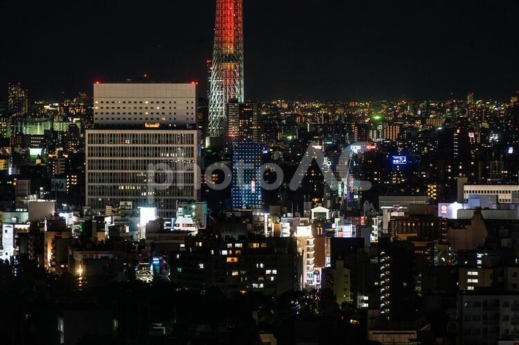 文京シビックセンターから見えるスカイツリー１５ skytree,tokyoskytree,オフィスビルの写真素材