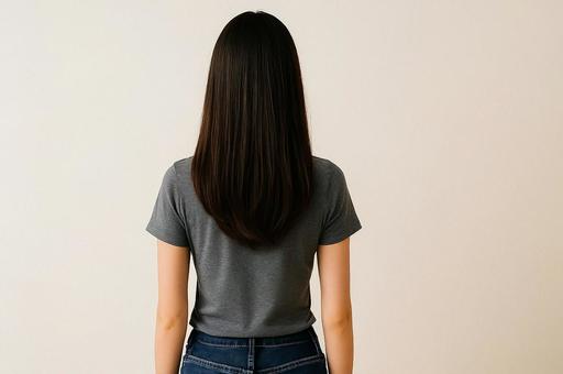 シンプルな女性後ろ姿・後ろ向き・自然体 シンプルな女性後ろ姿・後ろ向き・自然体の写真