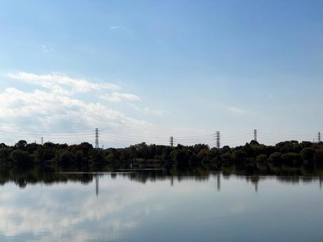 鉄塔がある風景 鉄塔,送電線,電線の写真素材