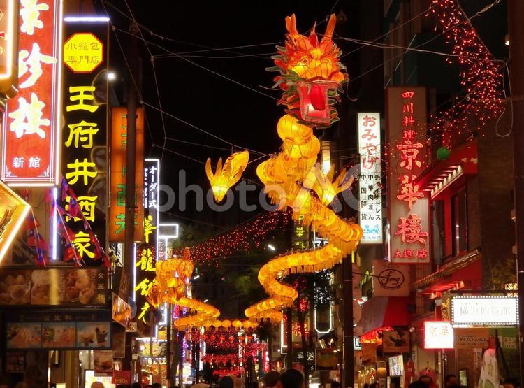 夜の中華街 3 中華街,横浜中華街,横浜の写真素材