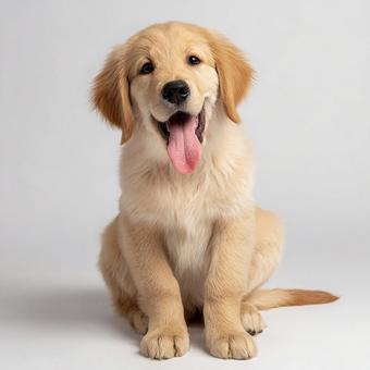 元気いっぱいのゴールデン子犬 元気いっぱいのゴールデン子犬の写真