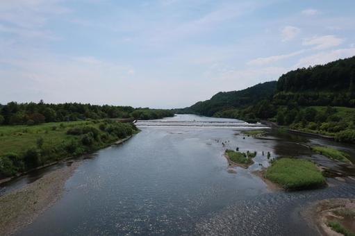 千代田堰堤 千代田堰堤 北海道,池田町,河川の写真素材