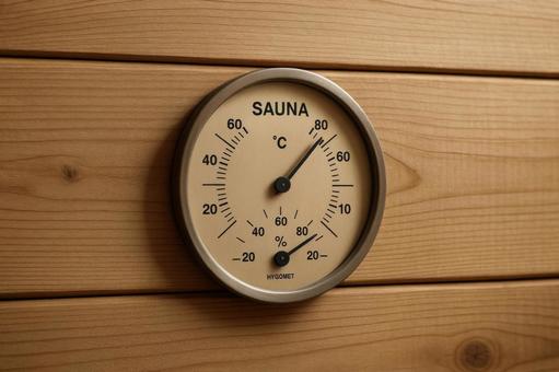 サウナの温度計と湿度計の写真