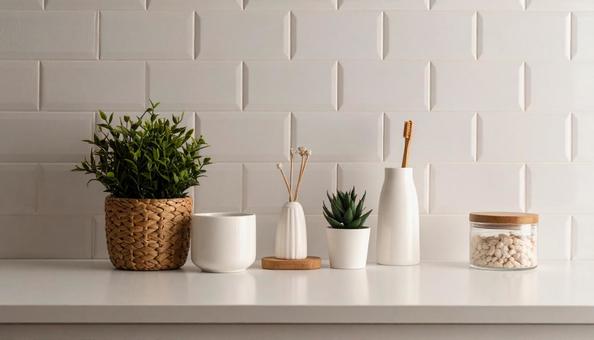 白いタイルの壁の写真