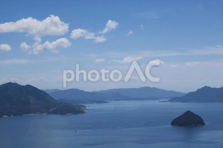 宮島弥山からの風景 反射,宮島,山の写真素材