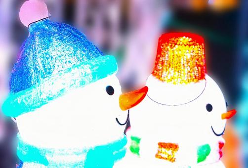 雪だるまのイルミ クリスマス,イルミネーション,雪だるまの写真素材
