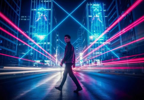 サイバーパンク都市ストリートファッション サイバーパンク都市ストリートファッションの写真