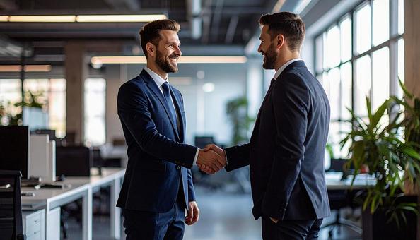 握手を求める外国人男性のビジネスマン 握手を求める外国人男性のビジネスマンの写真