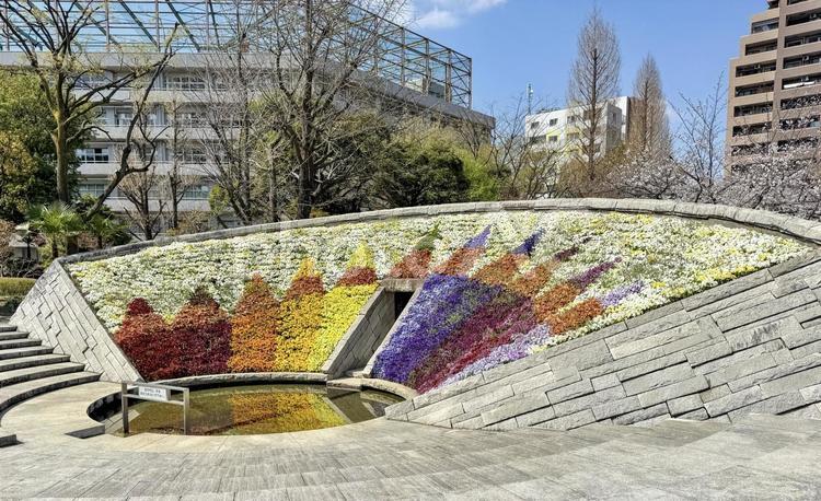 春の横網町公園　季節の花壇 東京都慰霊堂,癒し,供養の写真素材