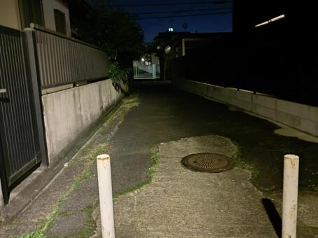 夜道 路地,夜,夜道の写真素材