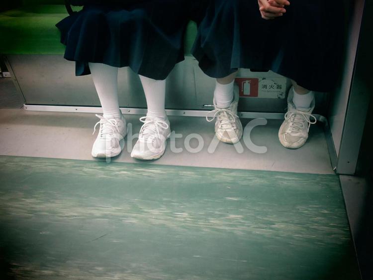 電車内の学生２ 学生,女子,女子学生の写真素材