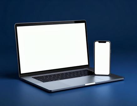 ノートパソコンと携帯電話 背景 ノートパソコンと携帯電話 背景の写真