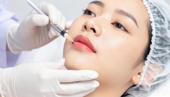 リップエステを受ける若い日本人女性 リップエステを受ける若い日本人女性の写真