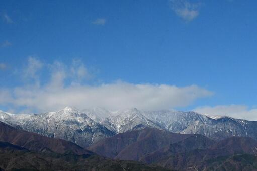 冬の景色 山,冬,冬景色の写真素材