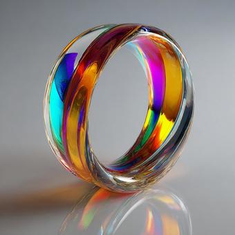 光を反射する抽象的な輪の写真