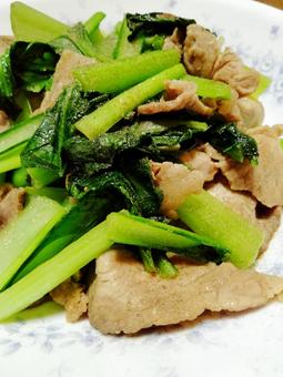 小松菜と豚肉の炒め物1 炒め物,小松菜,豚肉の写真素材