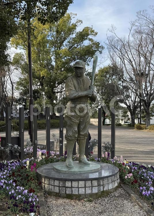 ベーブ・ルース　銅像 沢村栄治,静岡草薙球場,野球の写真素材