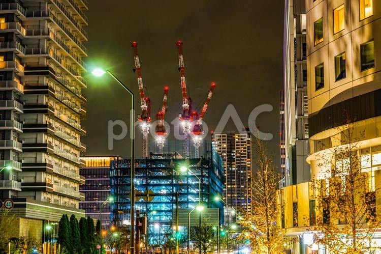 横浜・みなとみらいの高層ビル建設現場 建設現場,みなとみらい,横浜の写真素材