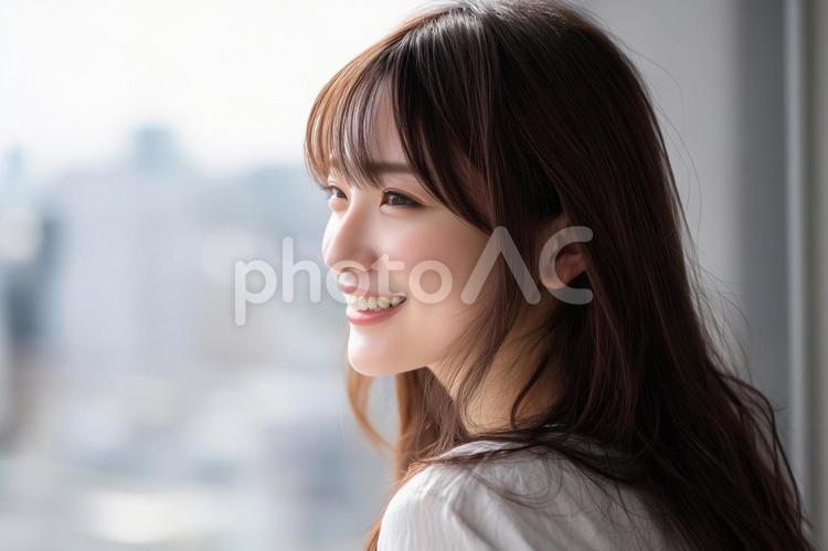 女性の笑顔と髪型 女性,肌,美容の写真素材